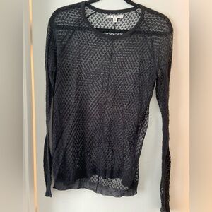 CAbi Black Mesh Long Sleeve Size Medium
